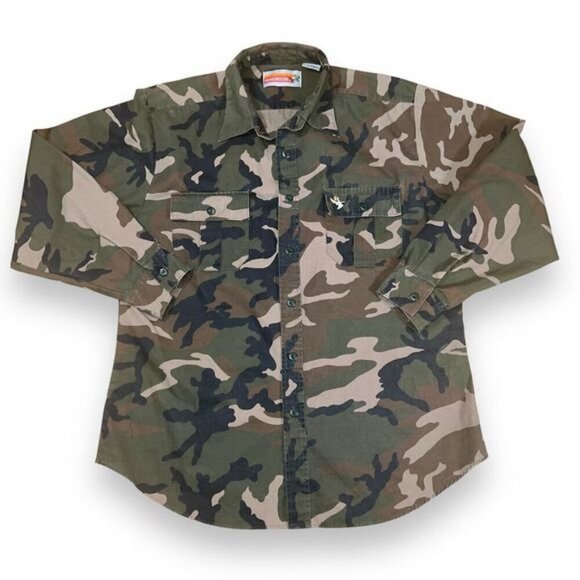 Winchester Shirt Mens Large BDU Camouflage Embroidered Duck Vintage Hunting - Picture 4 of 13